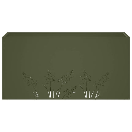 Trädgårdsplanterare Olivgrön 100 x 20 x 49 cm Kallvalsat stål