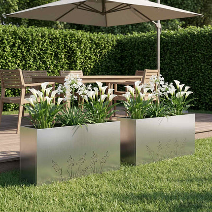 Trädgårdsplanterare 2 st Silver 100 x 20 x 49 cm
