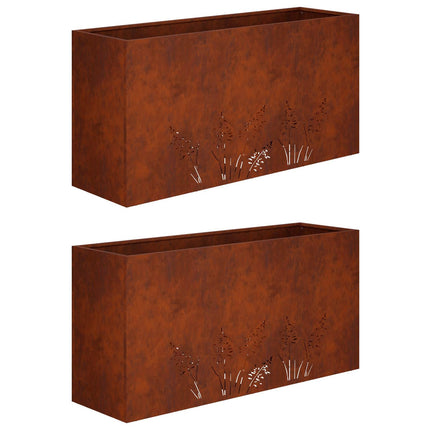 Trädgårdsplanterare 2 st Rostig 100 x 20 x 49 cm