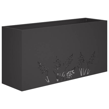 Trädgårdsplanterare Svart 100 x 30 x 49 cm Kallvalsat stål