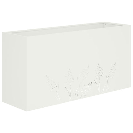 Trädgårdsplanterare 2 st Vit 100 x 30 x 49 cm Kallvalsat stål