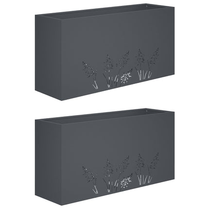 Trädgårdsplanterare 2 st Antracit 100 x 30 x 49 cm