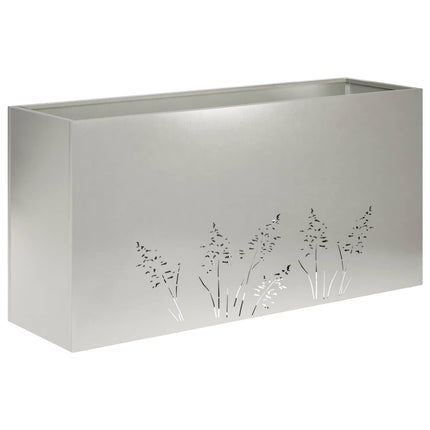 Trädgårdsplanterare 2 st Silver 100 x 30 x 49 cm Rostfritt stål
