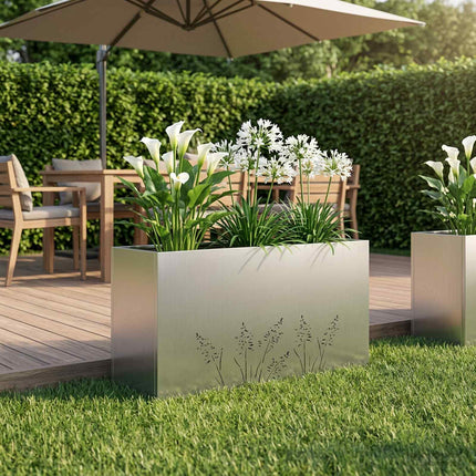 Trädgårdsplanterare Silver 100 x 30 x 49 cm Galvaniserat stål