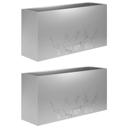 Trädgårdsplanterare 2 st Silver 100 x 30 x 49 cm
