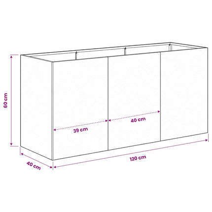 Trädgårdsplanterare Vit 120 x 40 x 60 cm Kallvalsat stål