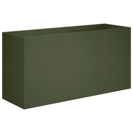 Trädgårdsplanterare Olivgrön 120 x 40 x 60 cm Kallvalsat stål