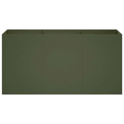 Trädgårdsplanterare Olivgrön 120 x 40 x 60 cm Kallvalsat stål