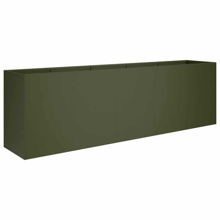 Trädgårdsplanterare Olivgrön 200 x 40 x 60 cm Kallvalsat stål