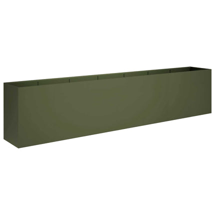 Trädgårdsplanterare Olivgrön 280 x 40 x 60 cm Kallvalsat stål