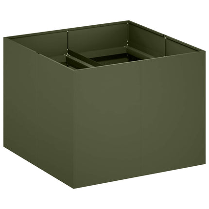 Trädgårdsplanterare Olivgrön 80 x 80 x 60 cm Kallvalsat stål