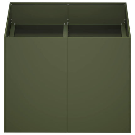 Trädgårdsplanterare Olivgrön 80 x 80 x 60 cm Kallvalsat stål