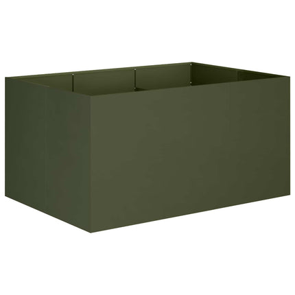 Trädgårdsplanterare Olivgrön 120 x 80 x 60 cm Kallvalsat stål