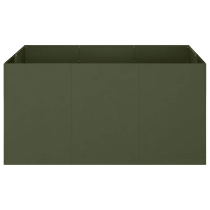 Trädgårdsplanterare Olivgrön 120 x 80 x 60 cm Kallvalsat stål