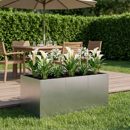 Trädgårdsplanterare Silver 120 x 80 x 60 cm Rostfritt stål