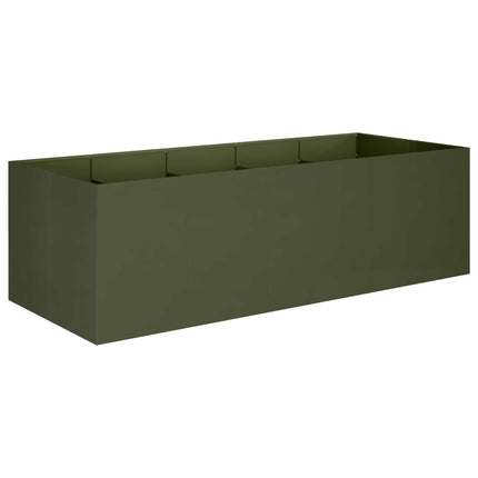 Trädgårdsplanterare Olivgrön 200 x 80 x 60 cm Kallvalsat stål