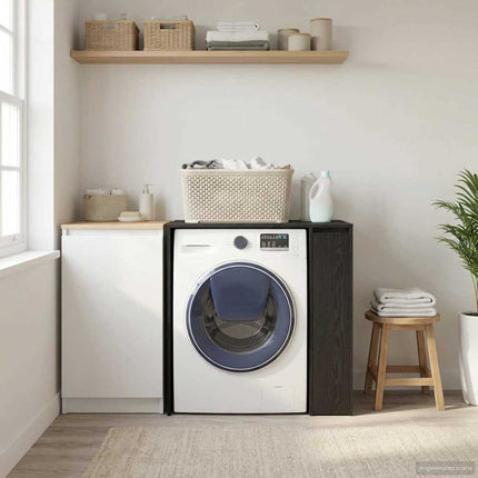 Tvättmaskinskabinet Svart Ek 87 x 60 x 89 cm Konstruerat trä