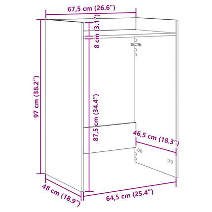 Tvättmaskinskabinet Svart Ek 67,5 x 48 x 97 cm Konstruerat trä