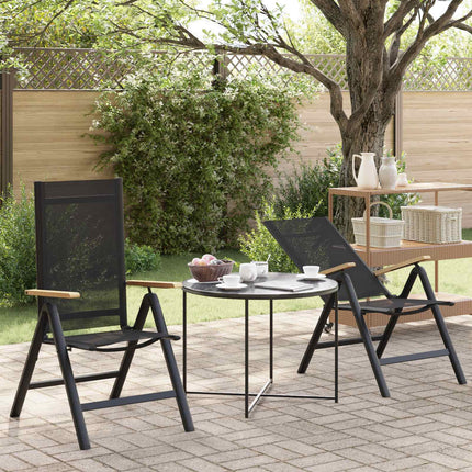 Fällbara trädgårdsstolar 2 pcs Svart 58 x 73 x 111,5 cm