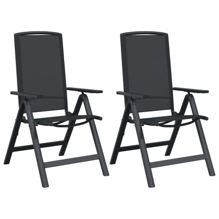Fällbara trädgårdsstolar 2 pcs Svart 58 x 71 x 112 cm Textilene