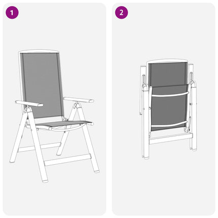 Fällbara trädgårdsstolar 2 pcs Svart 58 x 71 x 112 cm Textilene