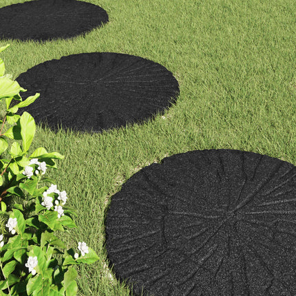 Stepping Stone 6 pcs Svart Ø 45 x 1,8 cm Gummi