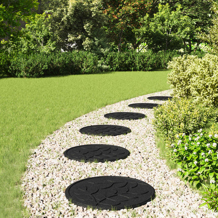 Stepping Stone 6 pcs Svart Ø 44 x 2 cm Gummi