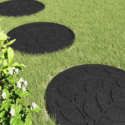 Stepping Stone 6 pcs Svart Ø 44 x 2 cm Gummi