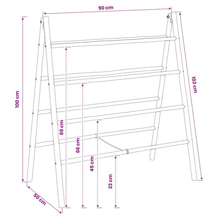 Dubbelsidig filtstege Svart 90 x 50 x 100 cm Bambu