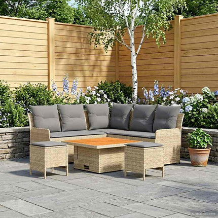 Möbelset med kudde 6 pcs Beige och Ljusgrå PE Rattan