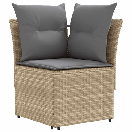 Möbelset med kudde 6 pcs Beige och Ljusgrå PE Rattan