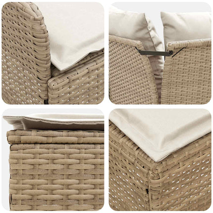 Möbelset med kudde 6 pcs Beige och gräddfärgad PE Rattan