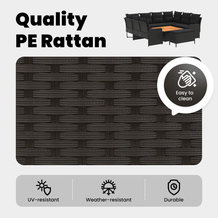 Möbelset 7 st Svart PE Rattan