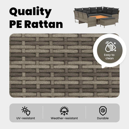 Möbelset 7 st Grå och mörkgrå PE Rattan