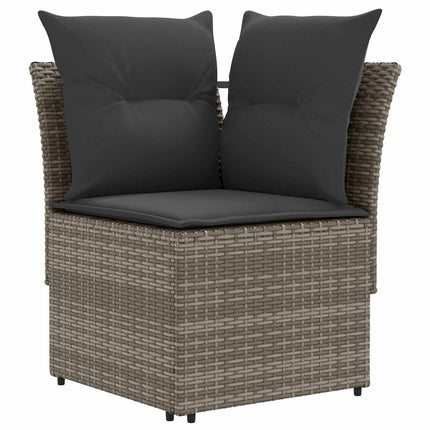 Möbelset med kudde 7 pcs Grå och mörkgrå PE Rattan
