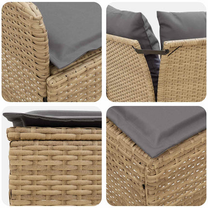 Möbelset med kudde 7 pcs Beige och Ljusgrå PE Rattan
