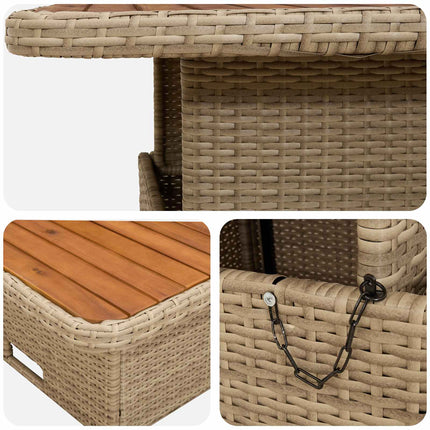 Möbelset med kudde 7 pcs Beige och Ljusgrå PE Rattan