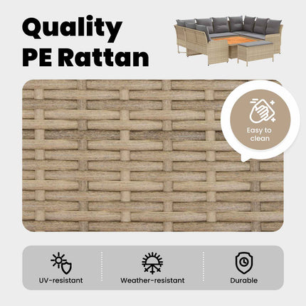 Möbelset 7 st Beige och Ljusgrå PE Rattan