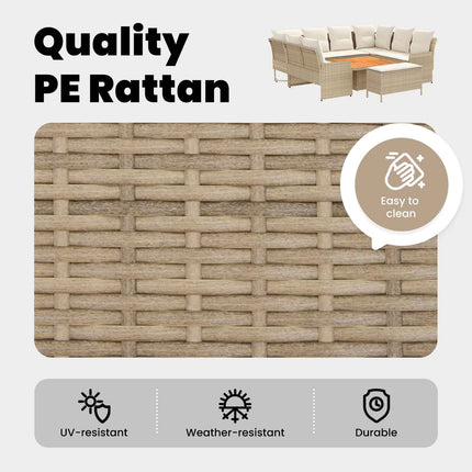 Möbelset 7 st Beige och gräddfärgad PE Rattan