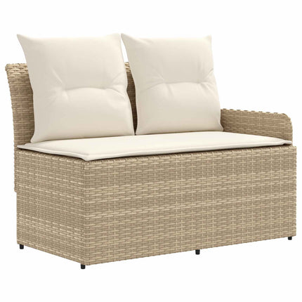 Möbelset med kudde 7 pcs Beige och gräddfärgad PE Rattan