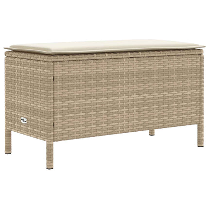 Möbelset med kudde 7 pcs Beige och gräddfärgad PE Rattan