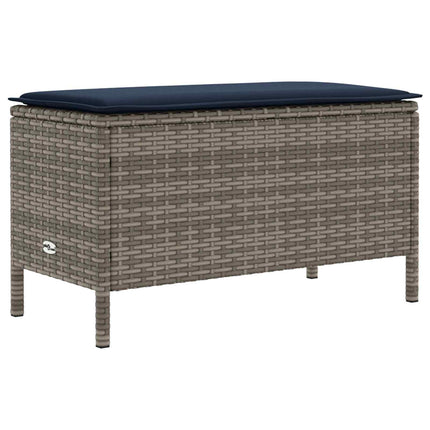 Möbelset med kudde 7 pcs Grå och Marinblå PE Rattan
