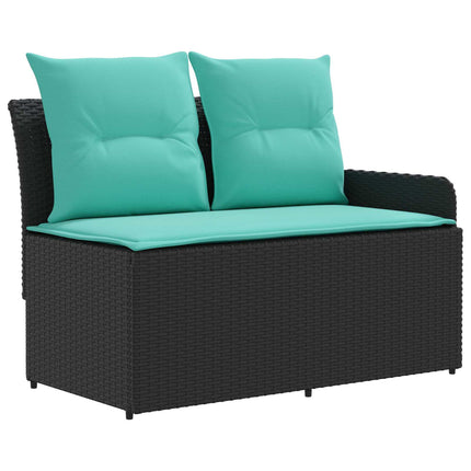 Möbelset med kudde 7 pcs Svart och turkos PE Rattan