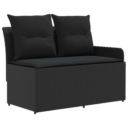 Möbelset med kudde 8 pcs Svart PE Rattan