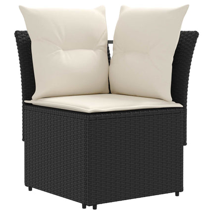 Möbelset med kudde 8 pcs Svart och kräm PE Rattan
