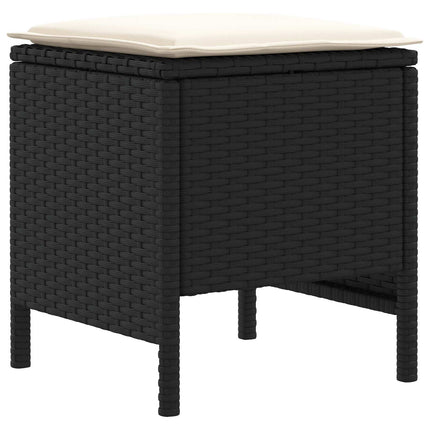 Möbelset med kudde 8 pcs Svart och kräm PE Rattan