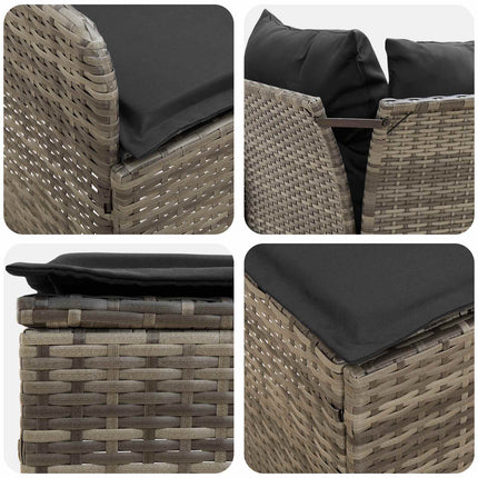 Möbelset med kudde 8 pcs Grå och mörkgrå PE Rattan