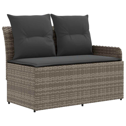 Möbelset med kudde 8 pcs Grå och mörkgrå PE Rattan