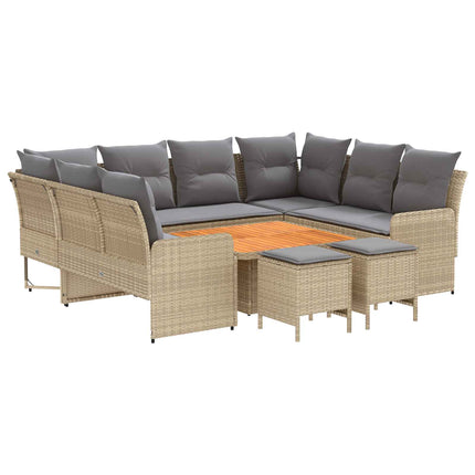 Möbelset med kudde 8 pcs Beige och Ljusgrå PE Rattan