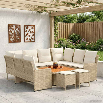 Möbelset med kudde 8 pcs Beige och gräddfärgad PE Rattan